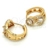 Oro Laminado Huggie Hoop, Gold Filled Style with White Cubic Zirconia, Polished, Golden Finish, 02.264.0025.20