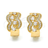 Oro Laminado Huggie Hoop, Gold Filled Style with White Cubic Zirconia, Polished, Golden Finish, 02.264.0028.20