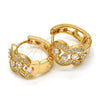 Oro Laminado Huggie Hoop, Gold Filled Style with White Cubic Zirconia, Polished, Golden Finish, 02.264.0028.20