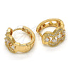 Oro Laminado Huggie Hoop, Gold Filled Style with White Cubic Zirconia, Polished, Golden Finish, 02.264.0028.20