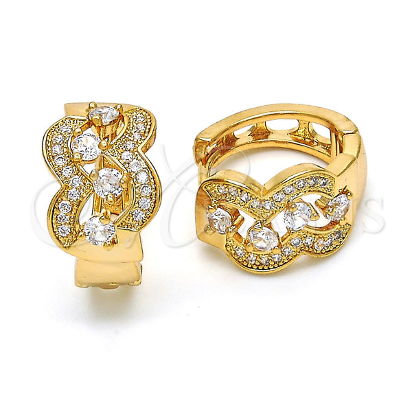Gold Filled Hoop Earrings — Huggie Hoop with White Cubic Zirconia Polished 02. — main product view — SKU 120525 | Oro Laminado aretes de aro — Huggie Hoop with blanco Cubic Zirconia pulido 02. — SKU 120525