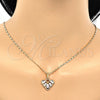 Oro Laminado Earring and Pendant Adult Set, Gold Filled Style Heart and Teardrop Design, with White Cubic Zirconia, Polished, Golden Finish, 10.264.0003
