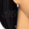 Oro Laminado Huggie Hoop, Gold Filled Style with White Cubic Zirconia, Polished, Two Tone, 02.210.0107.15
