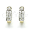 Oro Laminado Huggie Hoop, Gold Filled Style with White Cubic Zirconia, Polished, Two Tone, 02.210.0107.15