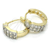 Oro Laminado Huggie Hoop, Gold Filled Style with White Cubic Zirconia, Polished, Two Tone, 02.210.0107.15