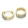Oro Laminado Huggie Hoop, Gold Filled Style with White Cubic Zirconia, Polished, Two Tone, 02.210.0107.15