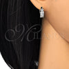 Rhodium Gold Filled Huggie Hoop, with White Cubic Zirconia, Polished, Rhodium Finish, 02.210.0107.1.15