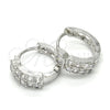 Rhodium Gold Filled Huggie Hoop, with White Cubic Zirconia, Polished, Rhodium Finish, 02.210.0107.1.15