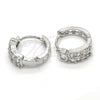 Rhodium Gold Filled Huggie Hoop, with White Cubic Zirconia, Polished, Rhodium Finish, 02.210.0107.1.15