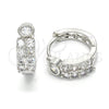 Rhodium Gold Filled Huggie Hoop, with White Cubic Zirconia, Polished, Rhodium Finish, 02.210.0107.1.15