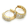 Oro Laminado Huggie Hoop, Gold Filled Style with White Cubic Zirconia, Polished, Golden Finish, 02.210.0107.2.15