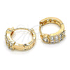 Oro Laminado Huggie Hoop, Gold Filled Style with White Cubic Zirconia, Polished, Golden Finish, 02.210.0107.2.15