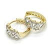 Oro Laminado Huggie Hoop, Gold Filled Style Baguette Design, with White Cubic Zirconia, Polished, Two Tone, 02.210.0036.2.15