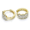 Oro Laminado Huggie Hoop, Gold Filled Style Baguette Design, with White Cubic Zirconia, Polished, Two Tone, 02.210.0036.2.15