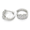 Rhodium Gold Filled Huggie Hoop, with White Cubic Zirconia, Polished, Rhodium Finish, 02.210.0036.3.15