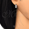 Rhodium Gold Filled Huggie Hoop, with White Cubic Zirconia, Polished, Rhodium Finish, 02.210.0109.1.15