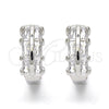 Rhodium Gold Filled Huggie Hoop, with White Cubic Zirconia, Polished, Rhodium Finish, 02.210.0109.1.15