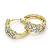 Oro Laminado Huggie Hoop, Gold Filled Style with White Cubic Zirconia, Polished, Two Tone, 02.210.0110.15