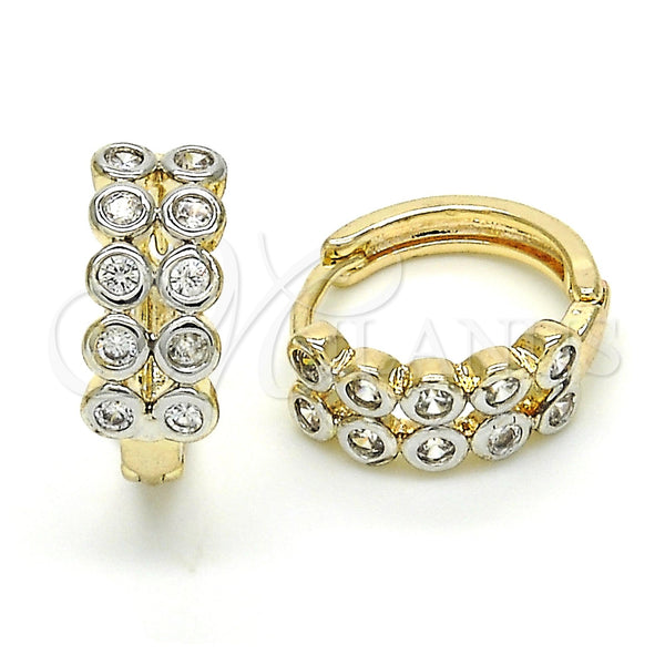 Gold Filled Hoop Earrings — Huggie Hoop with White Cubic Zirconia Polished Two — main product view — SKU 120547 | Oro Laminado aretes de aro — Huggie Hoop with blanco Cubic Zirconia pulido Two — SKU 120547