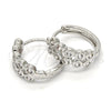 Rhodium Gold Filled Huggie Hoop, with White Cubic Zirconia, Polished, Rhodium Finish, 02.210.0110.1.15