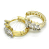 Oro Laminado Huggie Hoop, Gold Filled Style Baguette Design, with White Cubic Zirconia and Multicolor Crystal, Polished, Two Tone, 02.210.0031.2.15