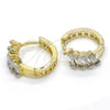 Oro Laminado Huggie Hoop, Gold Filled Style Baguette Design, with White Cubic Zirconia and Multicolor Crystal, Polished, Two Tone, 02.210.0031.2.15