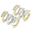 Oro Laminado Huggie Hoop, Gold Filled Style Baguette Design, with White Cubic Zirconia and Multicolor Crystal, Polished, Two Tone, 02.210.0031.2.15