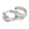 Rhodium Gold Filled Huggie Hoop, with White Cubic Zirconia, Polished, Rhodium Finish, 02.210.0031.1.15