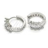 Rhodium Gold Filled Huggie Hoop, with White Cubic Zirconia, Polished, Rhodium Finish, 02.210.0031.1.15