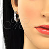 Oro Laminado Huggie Hoop, Gold Filled Style with White Cubic Zirconia, Polished, Two Tone, 02.210.0054.4.20