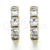 Oro Laminado Huggie Hoop, Gold Filled Style with White Cubic Zirconia, Polished, Two Tone, 02.210.0054.4.20