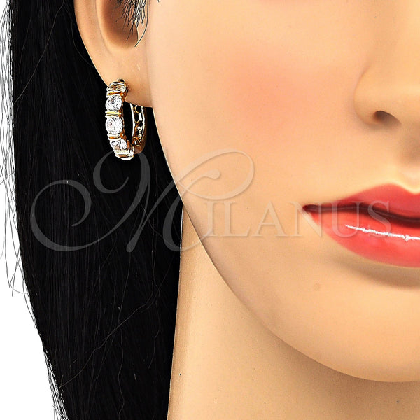Gold Filled Hoop Earrings — Huggie Hoop with White Cubic Zirconia Polished 02. — alternate product view — SKU 120554 | Oro Laminado aretes de aro — Huggie Hoop with blanco Cubic Zirconia pulido 02. — SKU 120554