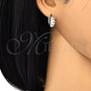Rhodium Gold Filled Huggie Hoop, Baguette Design, with White Cubic Zirconia, Polished, Rhodium Finish, 02.210.0070.4.15