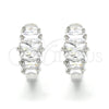 Rhodium Gold Filled Huggie Hoop, Baguette Design, with White Cubic Zirconia, Polished, Rhodium Finish, 02.210.0070.4.15