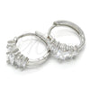 Rhodium Gold Filled Huggie Hoop, Baguette Design, with White Cubic Zirconia, Polished, Rhodium Finish, 02.210.0070.4.15