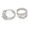 Rhodium Gold Filled Huggie Hoop, Baguette Design, with White Cubic Zirconia, Polished, Rhodium Finish, 02.210.0070.4.15