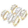 Rhodium Gold Filled Huggie Hoop, Baguette Design, with White Cubic Zirconia, Polished, Rhodium Finish, 02.210.0070.4.15