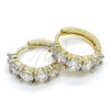 Oro Laminado Huggie Hoop, Gold Filled Style with White Cubic Zirconia, Polished, Two Tone, 02.210.0030.9.15