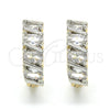 Oro Laminado Huggie Hoop, Gold Filled Style with White Cubic Zirconia, Polished, Two Tone, 02.210.0025.2.15