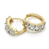 Oro Laminado Huggie Hoop, Gold Filled Style with White Cubic Zirconia, Polished, Two Tone, 02.210.0025.2.15