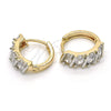Oro Laminado Huggie Hoop, Gold Filled Style with White Cubic Zirconia, Polished, Two Tone, 02.210.0025.2.15