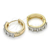 Oro Laminado Huggie Hoop, Gold Filled Style with White Cubic Zirconia, Polished, Two Tone, 02.210.0053.2.20
