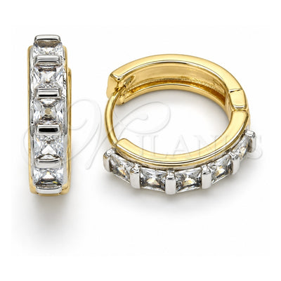Oro Laminado Huggie Hoop, Gold Filled Style with White Cubic Zirconia, Polished, Two Tone, 02.210.0053.2.20
