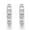 Rhodium Gold Filled Huggie Hoop, with White Cubic Zirconia, Polished, Rhodium Finish, 02.210.0053.3.20