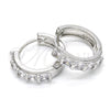 Rhodium Gold Filled Huggie Hoop, with White Cubic Zirconia, Polished, Rhodium Finish, 02.210.0053.3.20