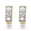 Oro Laminado Huggie Hoop, Gold Filled Style with White Cubic Zirconia, Polished, Two Tone, 02.210.0026.5.15