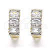 Oro Laminado Huggie Hoop, Gold Filled Style with White Cubic Zirconia, Polished, Two Tone, 02.210.0026.5.15