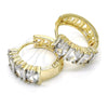 Oro Laminado Huggie Hoop, Gold Filled Style with White Cubic Zirconia, Polished, Two Tone, 02.210.0026.5.15