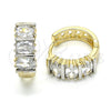 Oro Laminado Huggie Hoop, Gold Filled Style with White Cubic Zirconia, Polished, Two Tone, 02.210.0026.5.15