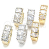 Oro Laminado Huggie Hoop, Gold Filled Style with White Cubic Zirconia, Polished, Two Tone, 02.210.0026.5.15